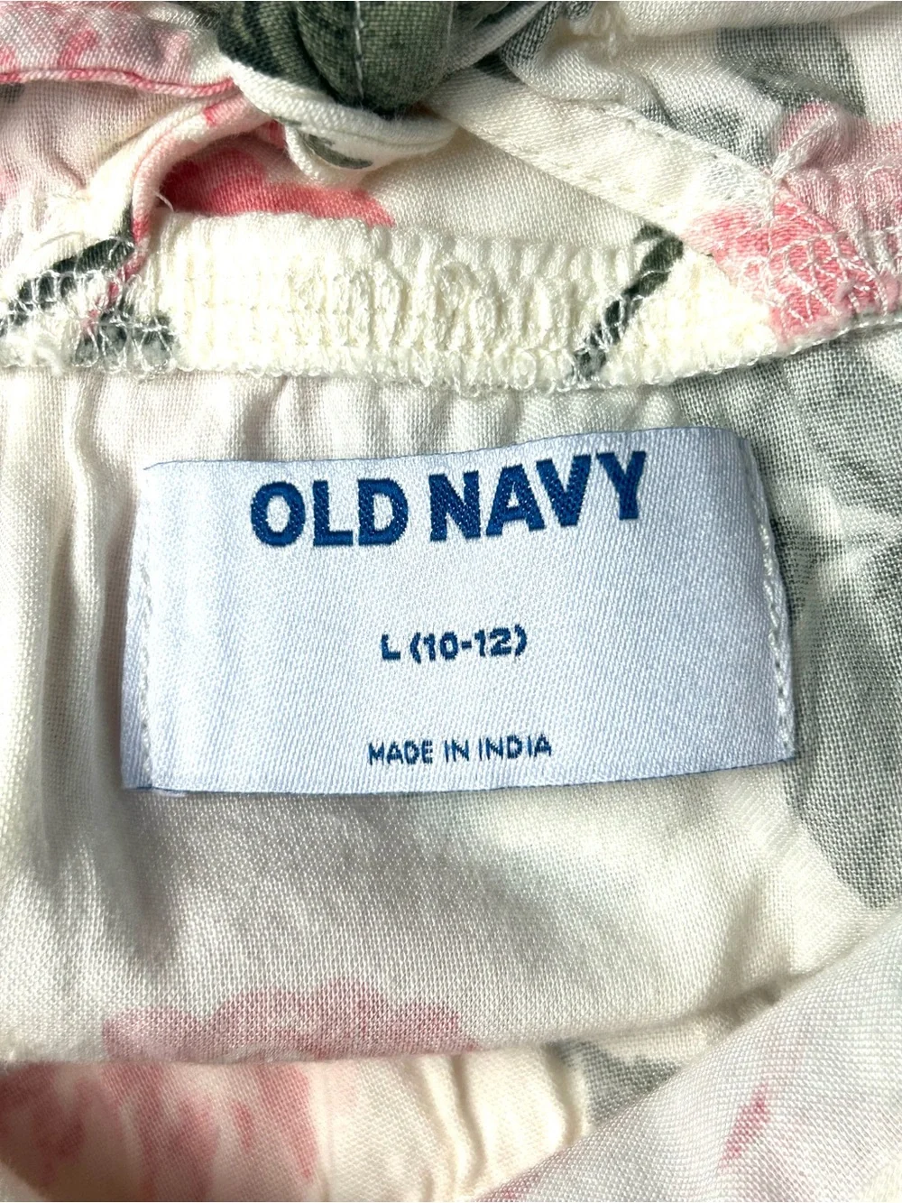 Old Navy Top Girls Large 10-12 Tie-Back Cami Top Cream Pink Flowers Summer